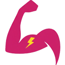 Ein Blitz als Symbol für unser EMS Training zu Hause auf einem Armmuskel
